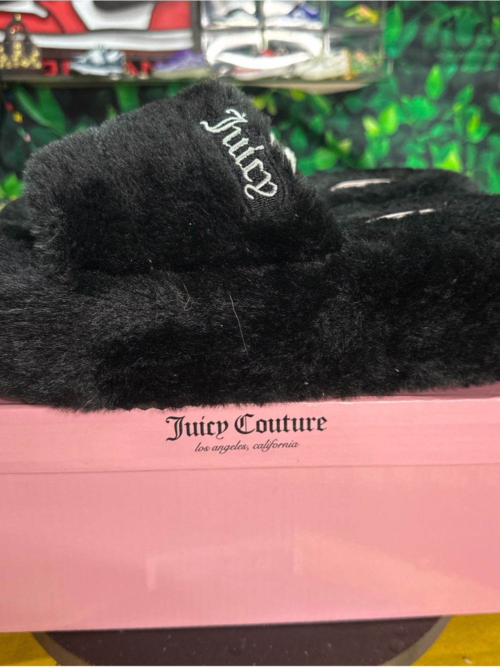 Juicy Couture Faux Fur Platform Slippers Size 10W  NIB